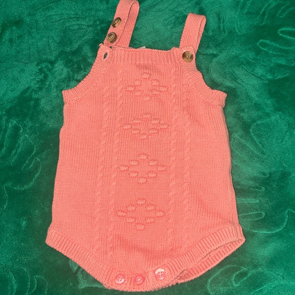 Nicole miller New York pink crochet knit romper 18M